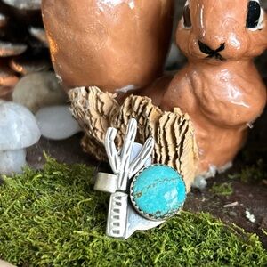 925 Sterling cactus cutie turquoise ring